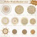 LOMOHOO Set of 11 Boho Wall Basket Decor Wicker Woven Wall Basket Decorations Bohemian Handcrafted Round Basket Hanging decor Bulrush Wall Art Decors for Living Room Rustic Home
