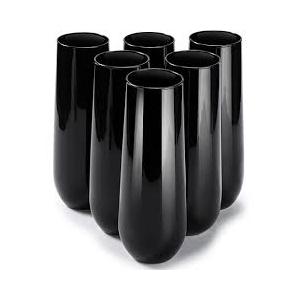 ioncy 6 Pcs Stemless Champagne Glasses 9.4 Oz Wedding Toasting Champagne Flutes Bachelorette Party Glasses for Bridal Wedding Shower Party Birthday Cocktail Black