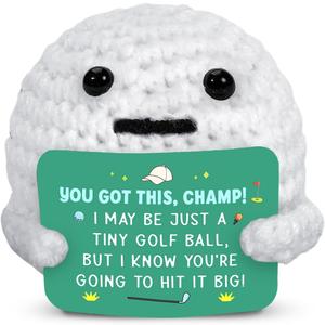 Positive Golf Ball Crochet, Funny Golf Gifts for Men, Inspirational, Cheer Up Gifts for Women Friends, Dad, Coworker, Bestie, Mom at Mothers Day, Birthday, Cute Crochet Support Buddies