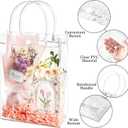 Ohuimrt 24 PCS Clear Plastic Gift Bags with Handles, 9.1 x 6.7 x 2.8 Inches Reusable Party Favor Bags with Ribbon Transparent Gift Wrap Bags Bulk for Weddings Birthdays