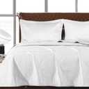 NTBAY King Satin Quilt Set, 3 Piece, White