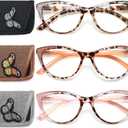 Cat Eye Reading Glasses for Women, Stylish Blue Light Blocking Computer Readers, Lightweight Spring Hinge Fashion Eyewear for Daily Use, 1.50 (Tortoise/Clear/Pink)