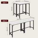 MAHANCRIS Narrow Bar Table, 63-Inch Pub Table for Dining Room, Counter Bar Tables with Sturdy Metal Frame, Connectable Bar Table, Multifunctional Console Table, Marble and Black BTHM1601, 63"L x 13.8"W x 35"H