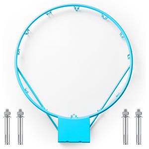 18 Inch Pool Basketball Hoop Replacement Rim, Stainless Steel Rust-Resistant for Outdoor Swimming Pool Games Family Party Adult Water Play, Includes Expansion Screws (Blue)