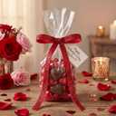 48 Pcs Glitter Velvet Bows for Valentine's Day Decorations Sparkle Valentine Bow for Gift Wrapping 5 x 7 Inch Premade Twist Tie Velvet Bows Ribbon Ornament 3/8'' Wide for Wreaths Decor(Red)