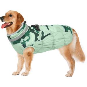 Lelepet Warm Dog Winter Coat Dog Coats for Large Dogs Waterproof Dogs Jacket with Harness Built in Reflective Cold Weather Coats Windproof Zip-Up Winter Fleece Vest Snowsuit Pitbull XXL