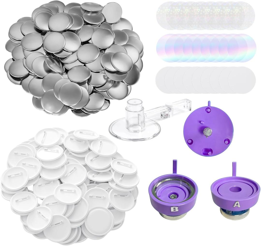 2.25''/58mm Button Maker Die with 100 Pin Button Making Supplies - Create Colorful Pin Badges, Replaceable Mold for DC109 Badge Maker Machine