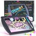 Marvin's Magic - Glow Art - LED Doodle Board for Children - Light Up Drawing Pad, with Glow In The Dark Colouring Pens - Battery Powered Magic Drawing Tablet - Light Up Tracing Pad Suitable for 5+, Black Glow Art Board