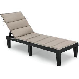 Foldable Outdoor Chaise Lounge Cushion,Water-Resistant Pool Lounge Chair Cushion,72 Inch Patio Reclining Sun Lounger Cushions (Khaki)