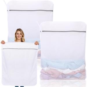 Dntorx 2 Pack XXX-Large Mesh Laundry Bags for Delicates, 35 x 43 Inches Reusable Laundry Bag Durable Wash Bags for Washing Machine for College, Family, Travel, Storage