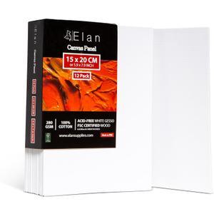Elan Canvas Boards for Painting 5.9x7.9 Inch, 12-Pack 100% Cotton Acid-Free Blank Canvases for Painting 8oz, Triple Primed 5.9x7.9 Canvas Panels