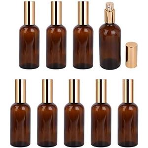 Foraineam 9 Pack 100ml / 3.4 oz. Amber Glass Spray Bottle with Atomizer, Fine Mist Spray, Refillable Container for Perfume, Cleaning Products, Essential Oils