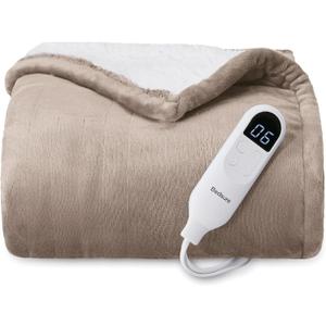 Bedsure Heated Blanket Throw Blanket - Fast Heating Electric Blanket, Soft Flannel Heated Throw with 4 Time Settings, 6 Heating Settings, Warm Gifts for Grandma Grandpa (50x60 inches, Taupe)