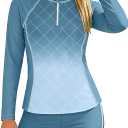 BAVADER Girls Rash Guard Swimsuit Long Sleeve Girls Swimsuits Size 10-12 Half-zip Girl Bathing Suits Size 10-12 Gradient Two Piece Swimsuits for Girl 10-12 UV Protection Swimwear with Shorts Dark Blue