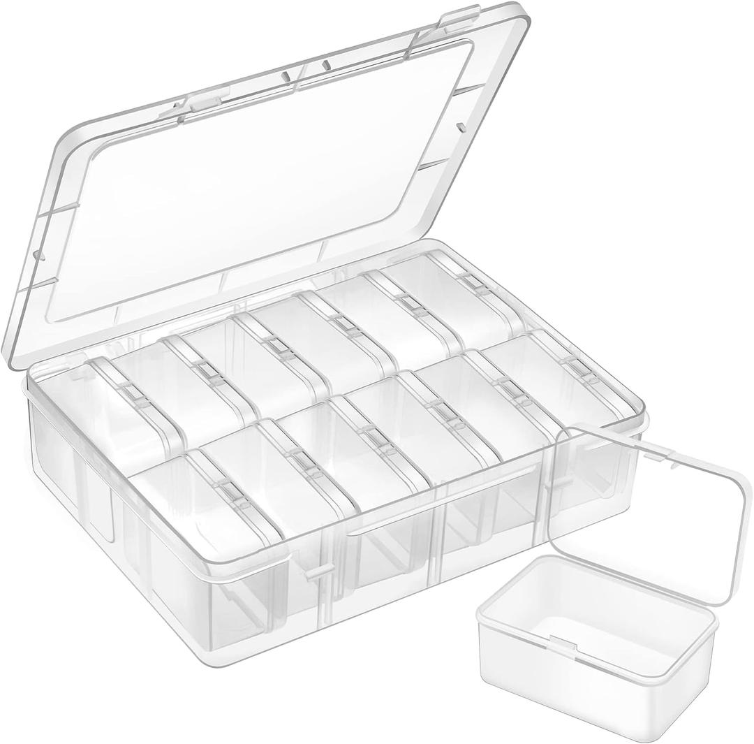 Small Plastic Storage Box, 15 Pieces Plastic Storage Cases Bead Organizers Boxes with Lid Mini Rectangles Boxes Craft Supply Case Bead Containers for Organizing (Big Box1 Pack)