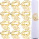 FillTouch Gold Napkin Rings Set of 12 Rhinestone Moon and Star Metal Napkin Holder Eid al Adha Mubarak Napkin Rings Napkin Buckles Eid al Adha Mubarak Table Decoration for Muslim Theme Party