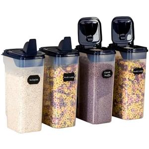 Chef's Path Airtight Food Storage Containers - Pack of 4 (4L/135.3oz) - MULTISPOUT Design for Kitchen & Pantry - BPA-Free Cereal Containers with Bigger Spout Mouth for Easy Pouring