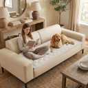 Smiry Fuzzy Couch Cover for Dogs, Non Slip Washable Pet Sofa Cover, Scratch Proof Hair Resistant Plush Sofa Slipcover, Pet Friendly Couch Cushion Protector for Cat, White, 27.6" x 88"