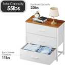 Farmhouse Nightstand with 3 Storage Drawers, White+Walnut, 23.6"D x 25"W x 11.8"H