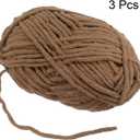 HARFINGTON 3Skeins Chenille Yarn Blanket Yarn 3x100g/10.5oz Gauge 5# Bulky Polyester Soft Knitting for Crochet Weaving Bag Scarf Hat, Coffee, 3x68m(223yds)