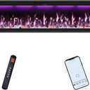 74" Smart Electric Fireplace Inserts,Slim Fireplace with APP Control & Remote Control& Touch Panel,13 Adjustable Flame Color&13 Fuel Bed Colors,750W/1500W,Black