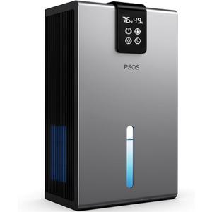 PSOS Dehumidifier for Home, 98OZ Tank Water,(1000 sq.ft) Dehumidifier for Bathroom,Badroom,Basement,with Auto Shut Off, 7 Color LED,White