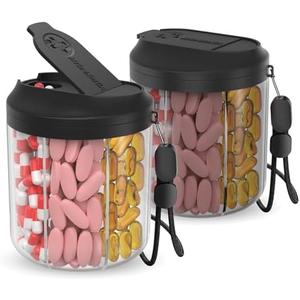 Amazon.com: Pill Dispenser with 7 Large Compartments, Pill Bottle Organizer for Travel, Supplement Organizer with Anti-Mixing Design, BPA-Free Pill Container with 20 Pcs Labels, Black 2pcs : Health & Household