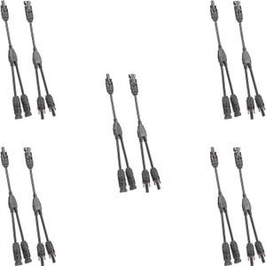 Solar Panel Connector 5 Pair 2 to 1 Y Branch Parallel Adapter, 30A 1000V 10AWG Tool-Free IP67 Waterproof Cable for Solar Panels (Y Branch, 2to1(5Pairs))