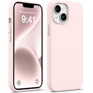 AOTESIER Compatible with iPhone 14 Case, Full Body Food-Grade Silicone Wear-Resistant, Anti-Drop Protection with Soft Anti-Scratch Microfiber Lining Phone Case for iPhone 14, 6.1 inch, Chalk Pink