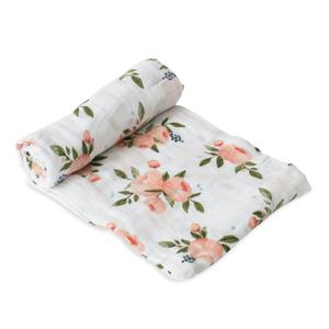 Little Unicorn Premium Cotton Swaddle Baby Blanket | Breathable Fabric | for swaddling, Play, Nursing & More (Watercolor Roses) (Set of 1)