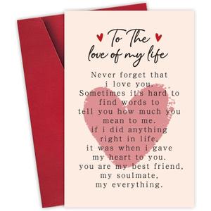 2 x Romantic Valentines Day Card Gifts for Husband Him, Men Women Valentines Day Gift, Birthday Gifts for Girlfriend Wife, Anniversary Card for Him Her, Husband Fiance Fiancee Valentine Gift (1015)