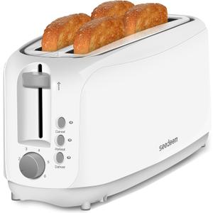SEEDEEM 4 Slice Toaster, Extra Wide Slots Bread Toaster with 6 Shade Settings, Bagel/Cancel/Defrost/Reheat Functions, Removable Crumb Tray, Auto Shut-Off, White