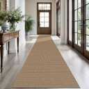 KOZYFLY Extra Long Runners for Hallways 2.6x18 ft Washable Kitchen Runner Non Slip Rubber Backed Hallway Rug Cotton Entryway Runner Rug Floor Carpet for Indoor Hall, Kitchen, Stair, Tan/Orange/Brown