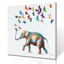 2 x ForJoy Elephant Butterfly Wall Art Handpainted Colorful Elephant Painting Butterfly Canvas Print Wall Art for Bedroom Canvas Ready to Hang (24"X 24"X1 Panel)