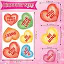 6 x Valentine's Day Window Clings Stickers 9 Sheets, Valentine Conversation Hearts Window Sticker Decor, Valentine Heart Decals Decorations for Glass Valentine's Day Wedding Anniversary Office Home