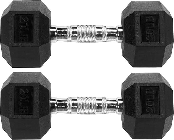 Rubber Encased Hex Dumbbell, Multiple Sizes