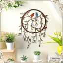 Ferraycle Metal Wall Art Bird on Tree Branch Silhouette with Drooping Vines Bird Art Decor Rustic Metal Spring Decor for Living Room Outdoor Garden Porch Wall Housewarming Party Gift(Classic Color)