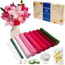 YYUENG TAK 350 Pcs Red & Pink Pipe Cleaners Flower kit with tutoria,Fluffy Yarn,Green Floral Wires,Gardening Tape,Stamen，Pipe Cleaners Craft,Chenille Stems for DIY Art Projects Creative Gift Decor