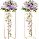 Gold Stand Wedding Centerpieces for Tables - 39.4in Tall Vases for Centerpieces, 2 Pcs Metal Column Flower Stand, Rectangular Flower Display Rack, Wedding Decorations for Tables, Party, Events, Home