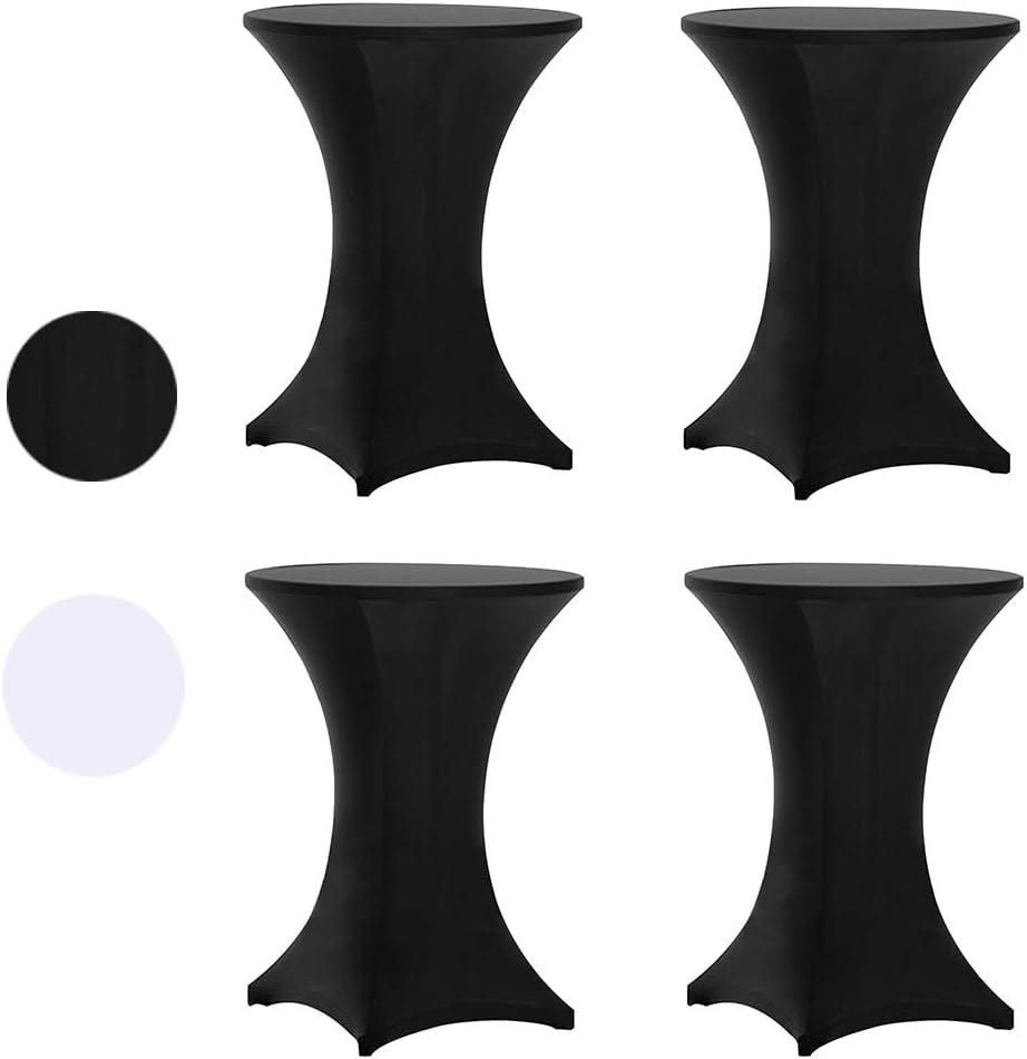 Tina's 4 Pack 32x43 Inch Highboy Spandex Cocktail Table Cover Black, Fitted Stretch Cocktail Tablecloth for Round Tables (4pc Black 32X43 )