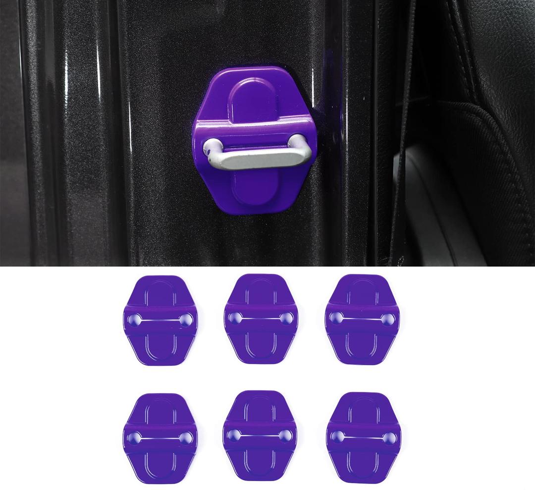 Voodonala for JL Door Lock Cover Buckle Decor Trim for 2018-2021 Jeep Wrangler JL JLU, for Jeep Gladiator JT 2020 2021, ABS Exterior Accessories, 6PACPurple