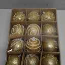 Liliful 12 Pcs Christmas Ball Ornaments Christmas Tree Decorations Shatterproof Foam Glitter Balls Hanging Xmas Tree Ornaments for Home New Year Holiday Indoor Outdoor Party Decor(Gold,3.54 Inch)