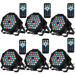 Dj Lights, 6 Pack 36 LED Par Lights Stage Lights with Sound Activated Remote Control & DMX Control, Stage Lighting Uplights for Wedding Club Music Show Christmas Holiday Party Lighting