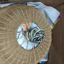 Lingkai 18.1'' Farmhouse Weaving Rattan Chandelier, Coastal Chandelier Hand Woven Rattan Dome Pendant Lighting Fixture Boho Natural Basket Hanging Light for Living Room Kitchen Dining Room