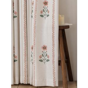 Pinch Pleated Nursery Curtains Luxury Pink Sheer Floral Curtains for Girls Room Bedroom Living Room - 90 Inch Length Modern Farmhouse Floral Printed Drapes with Hooks - 2 Panels Set