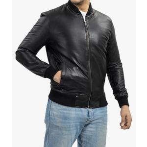 Varsity Style Leather Bomber Jacket Men - Casual Fashion Real Suede Classic MA-1 Leather Jacket Men, Size 2XL