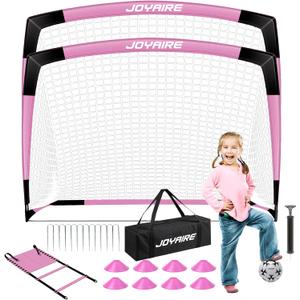 Pro-Grade Kids Backyard Soccer Goal, Tear-Resistant 5-Layer Polyester Soccer Net & 10mm Poles for Maximum Durability, 4x3ft/6x4ft/7x5ft, Pop Up Portable Soccer Training Equipment Set with Size 4 Ball