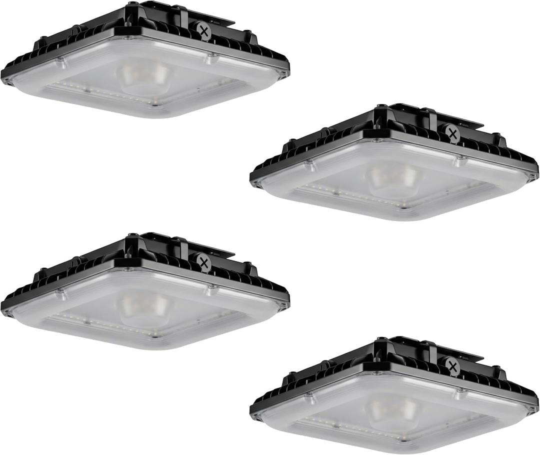 Fiqevs 100W LED Canopy Lights 4Pack, 14000LM 5000K Square LED Canopy Lights Outdoor, Warehouise Carport Light for Parking Garage Shop Warehouse, IP65, 100-277VAC, ETL Listed