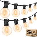 Brightever 100ft Outdoor G40 LED Globe String Lights Dimmable Waterproof Shatterproof Light Strings with 52 Bulbs Connectable Commercial Hanging Lights for Patio House Backyard Balcony