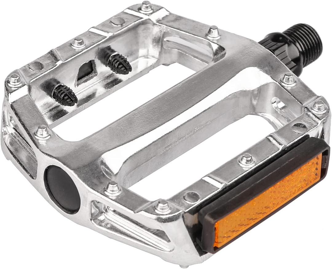 AVASTA Bike Pedals, Aluminum Alloy Bicycle Pedals with Reflector for Mountain Bike Road Bike and Other Bicycles,Threads Size 9/16 Inch (silver)